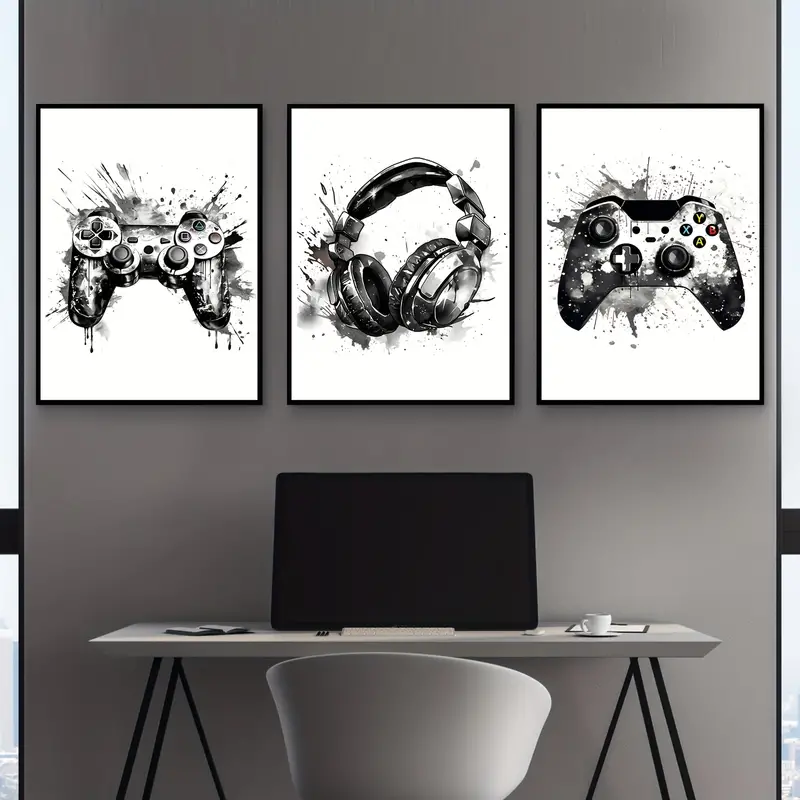 Gaming Accessories Bedroom - 3개 프레임리스 캔버스 그림 3개/세트 게임