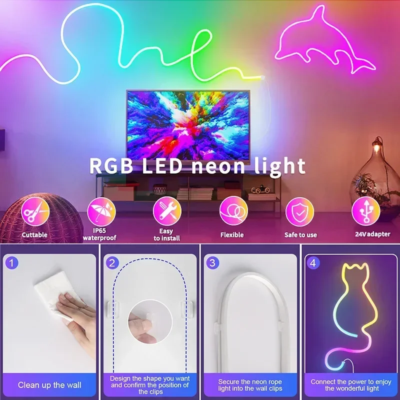 24V 주소 지정 가능 네온 LED 리본 5M 10M  - Gaming Accessories Lights 리뷰 및 가격